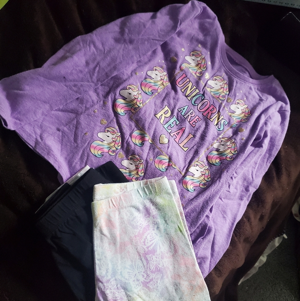 3 Pc Lot Kids Unicorn Top And Leggings